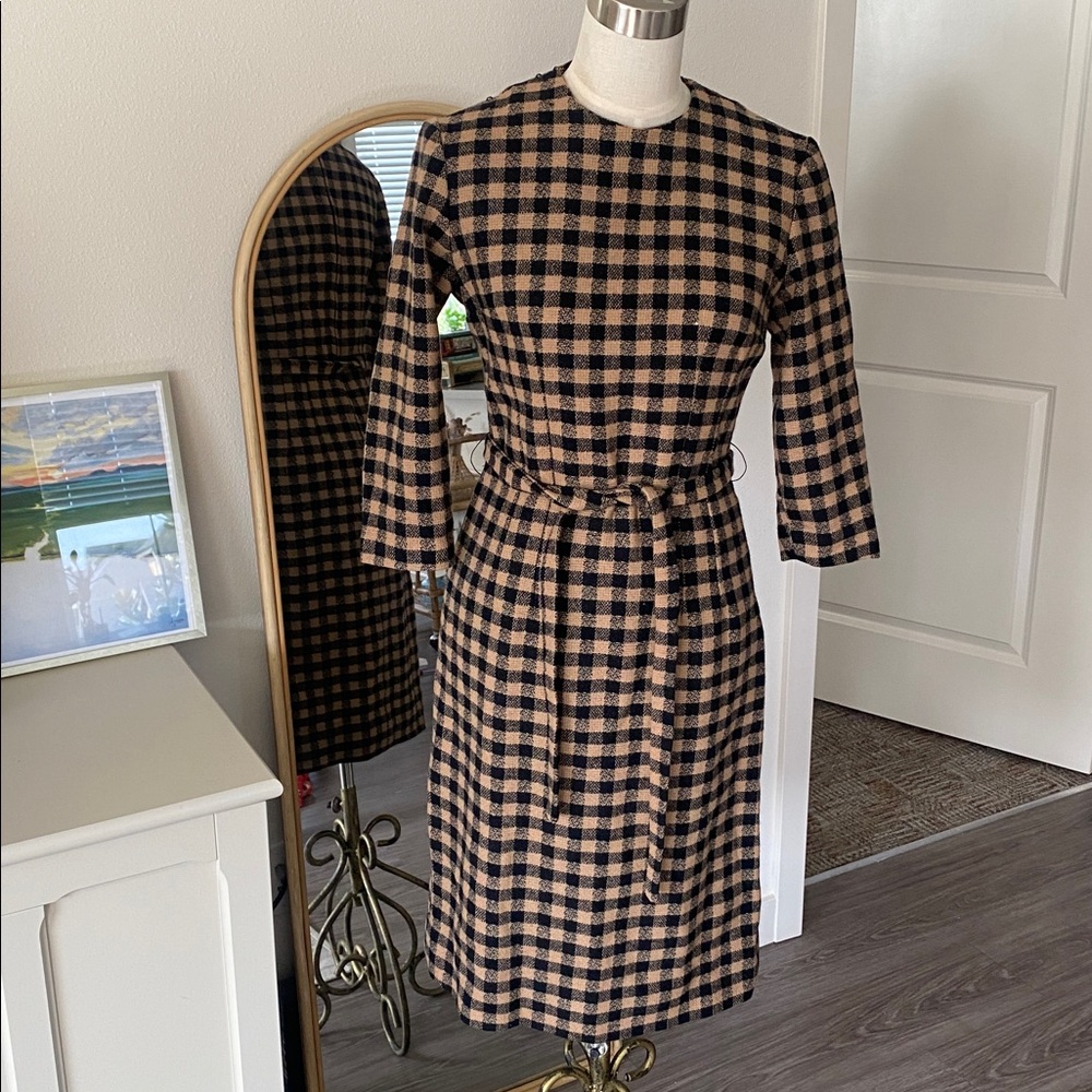 Vintage 1960s Richard Lee Fashions Plaid Wool Sheath Dress